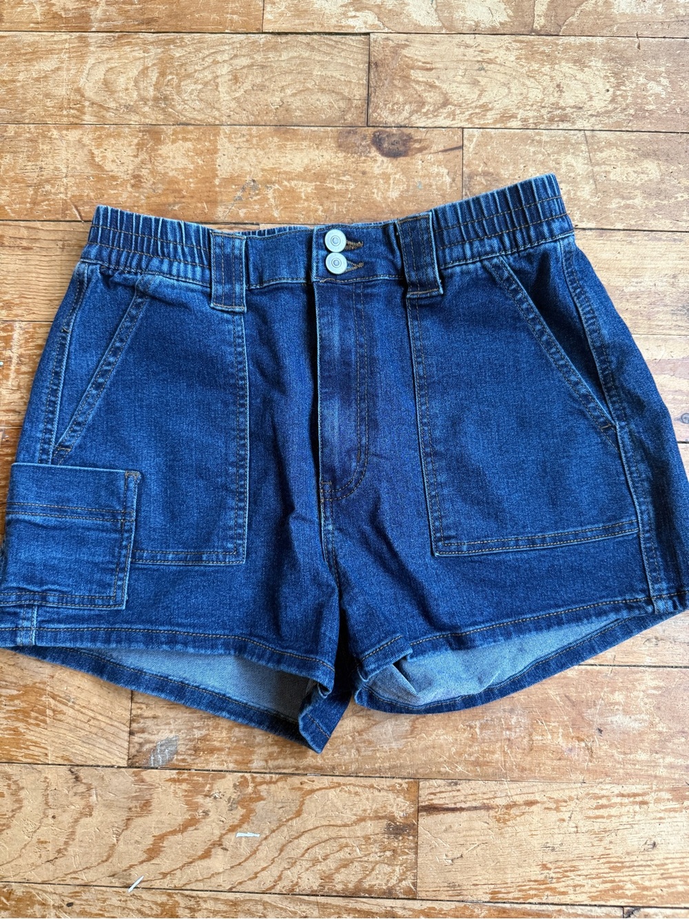 No Boundaries Dark Blue Denim Utility Shorts